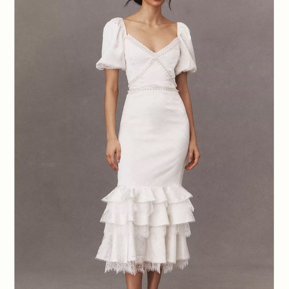 V. Chapman Cynthia Ruffle Midi Dress
